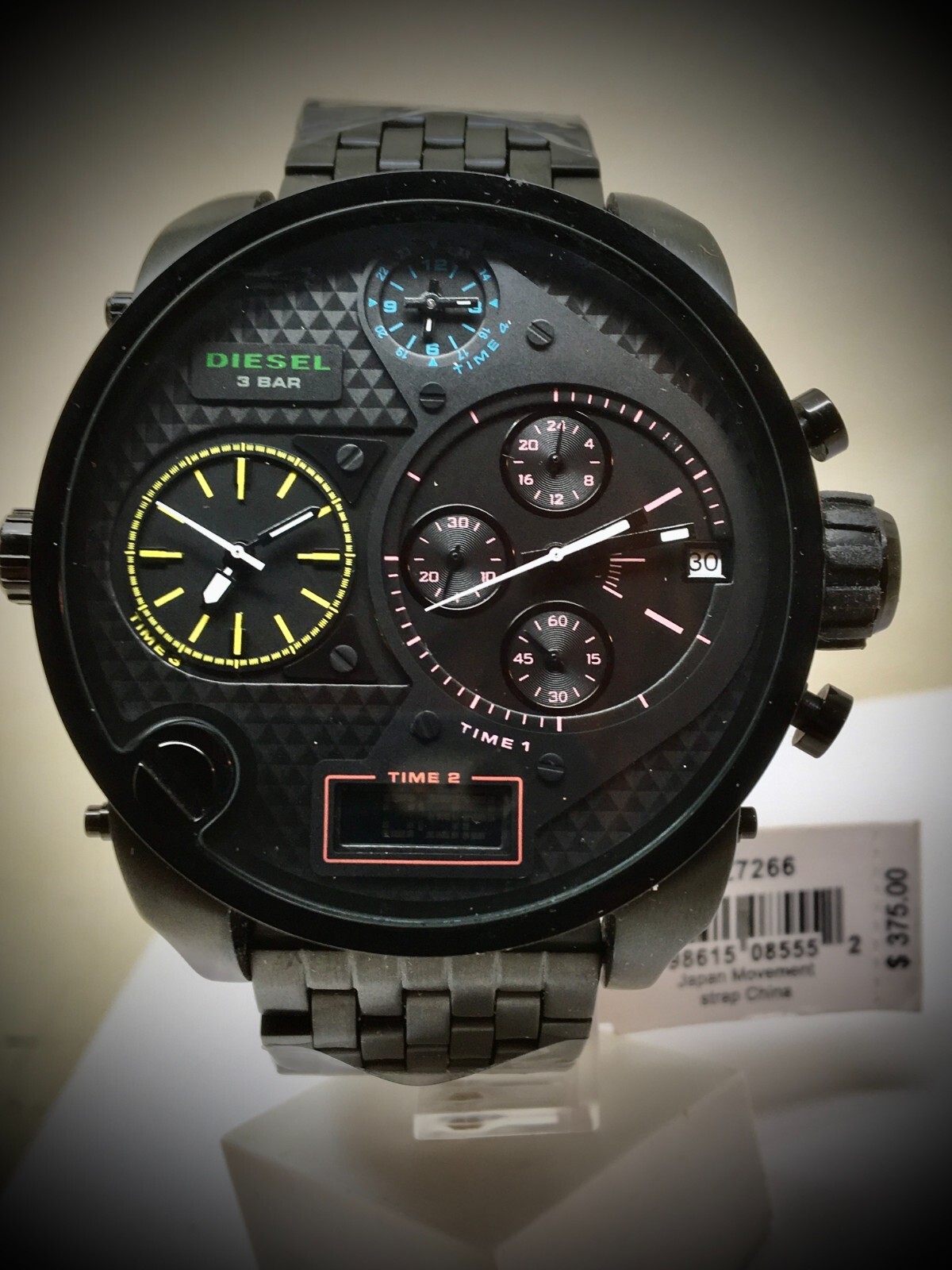 DlESEL DZ7266 Mr Daddy Chronograph Watch Black Dial /Blk Metal Band/NO BOX