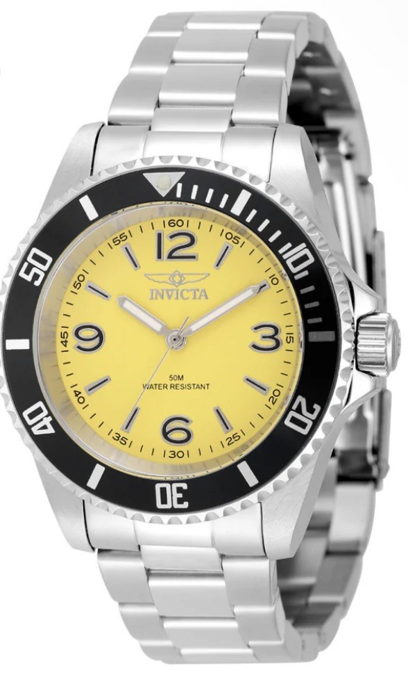 Invicta Specialty Rowan 40mm Lemon Yellow Dial Black Bezel Men’s Watch 49345-NEW