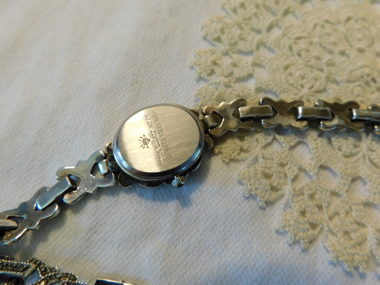 Sterling Silver Marcasite Quartz Watch 925 Art Deco Style WORKS