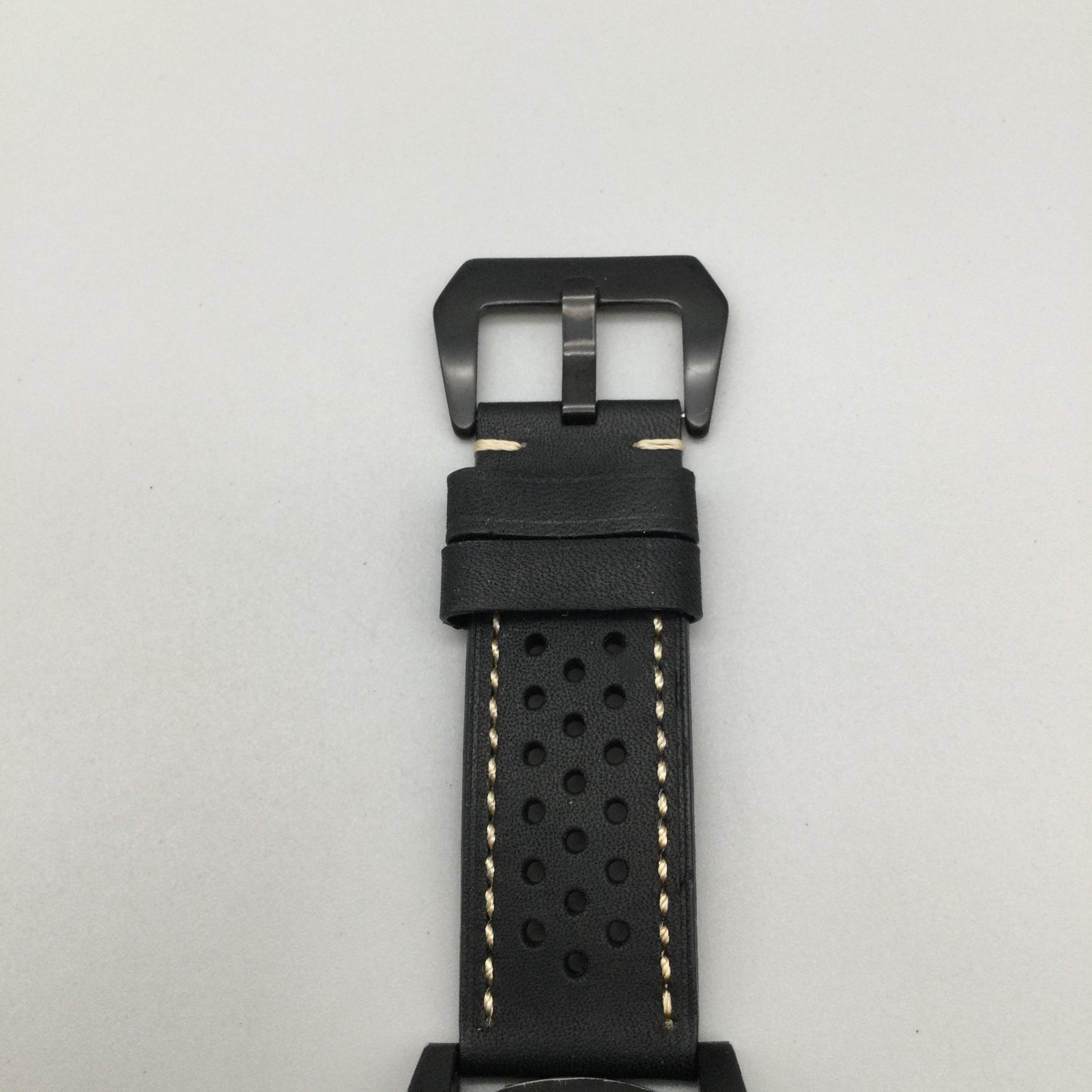 Zinvo Blade Mens Watch 49mm Black Dial Automatic Date Black Case Leather Strap