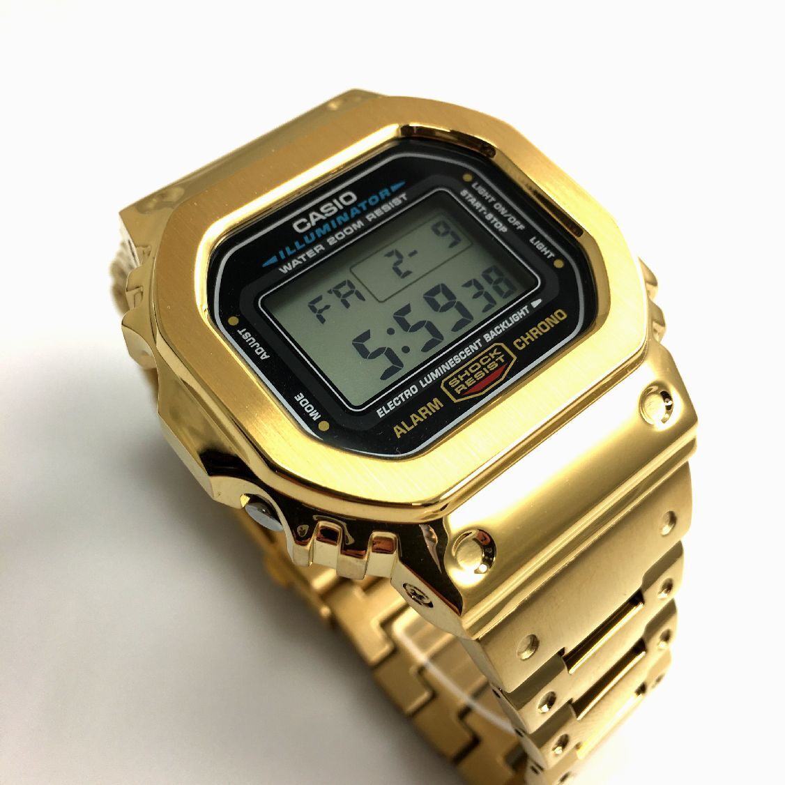 Casio Metal G-Shock DW5600 Mod Gold PVD Steel Bezel Bracelet 5600 Full Custom