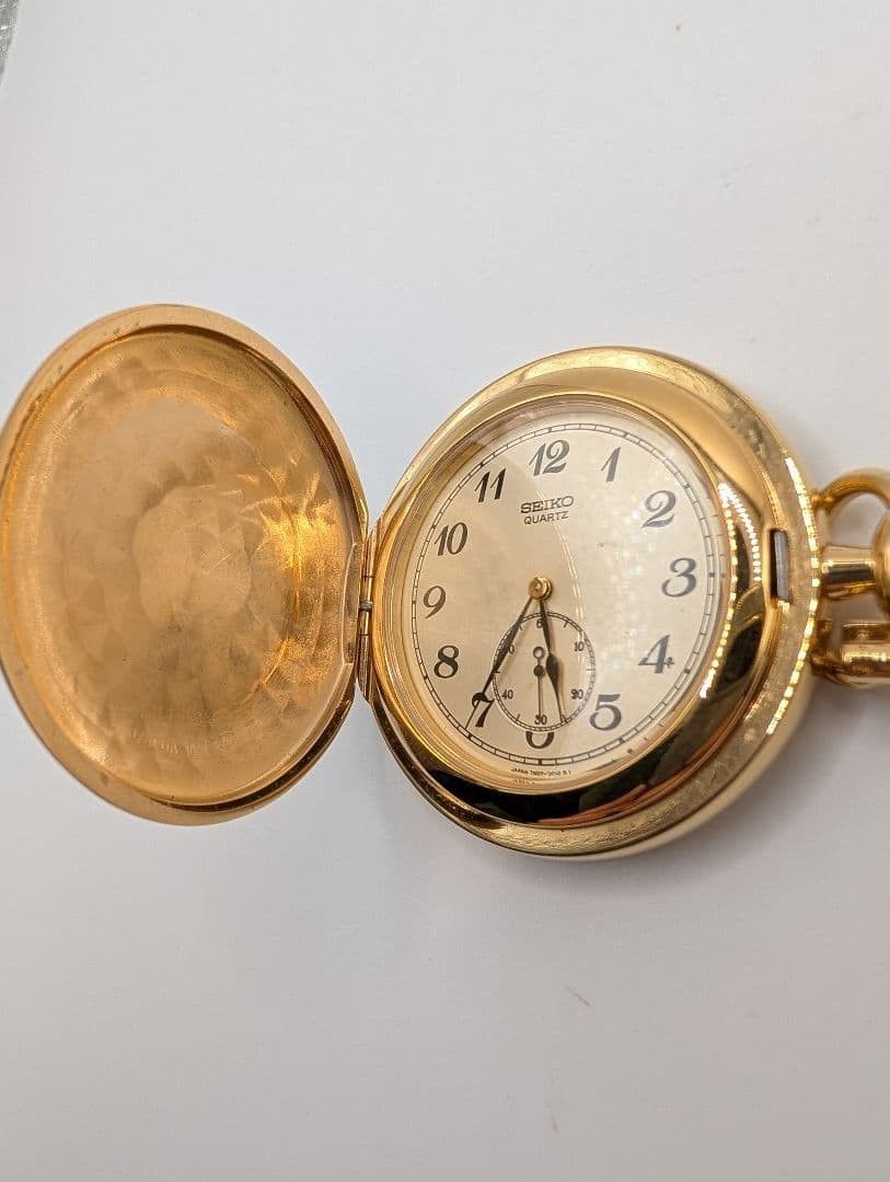 SEIKO Quartz Pocket Watch 7N07-0010 Gold Tone Prime Minister Commemorative Japan