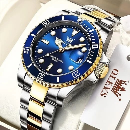 OLEVS 5885 Stainless Steel Watch Quartz Analogue Men Gents Waterproof Wristwatch