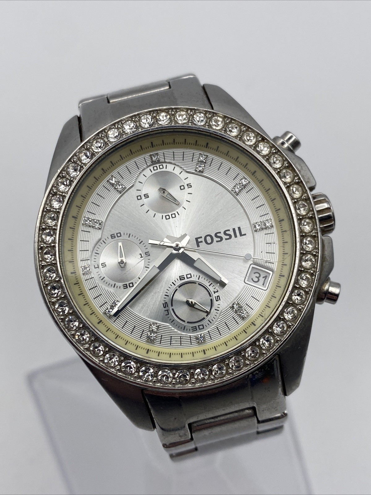 Women’s FOSSIL “Decker” Multi-Function Gemmed Watch ES2681- New Battery 6”