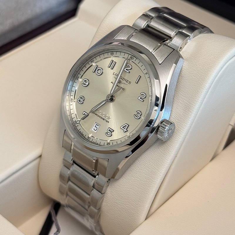 New Longines Spirit 37mm Chronometer Champagne Dial Unisex Watch L34104636