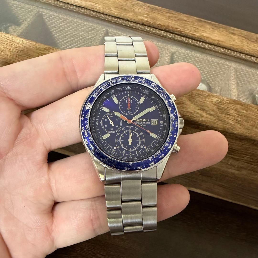 SEIKO 7T92-0CF0 Chronograph Blue Dial Quartz Watch