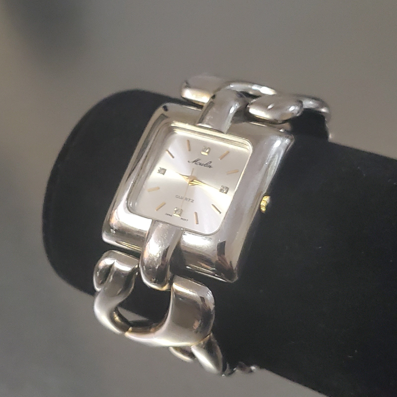MOULIN Watch Women’s Vintage Quartz Analog Gemmed Thick Band 6.75 inch 31 mm