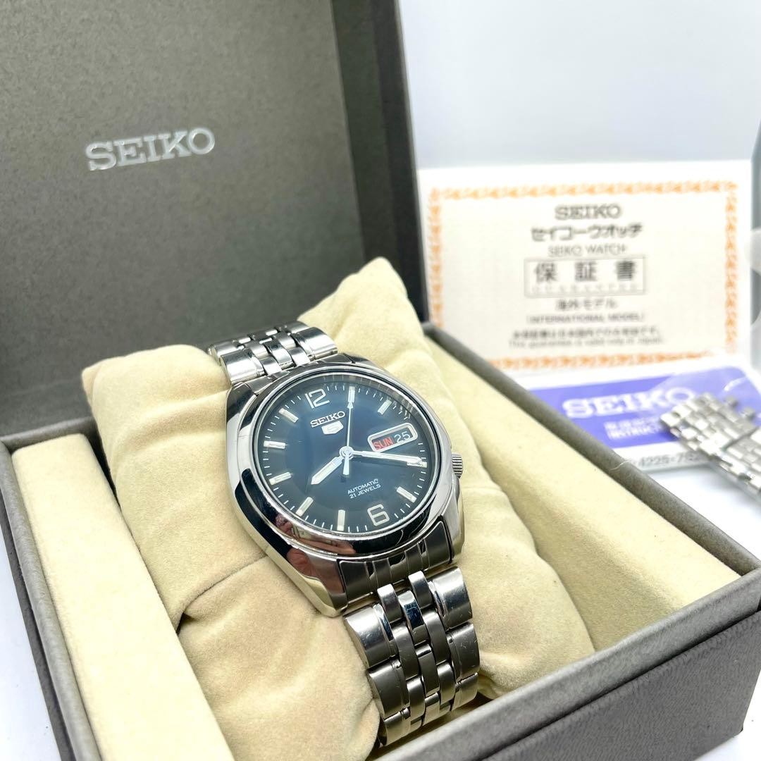 Seiko 5 7S26-01V0 Automatic Navy Dial Display Back Watch