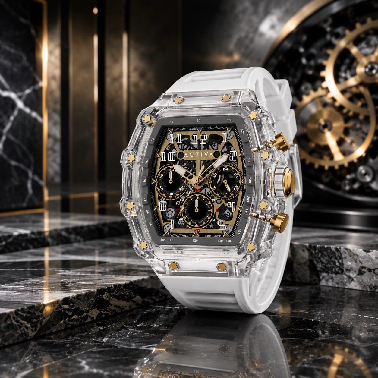 ⚪️ACW2305-023 – Activa Fury X Invicta Men’s Watch w/ Skeleton Dial 44.3mm, White