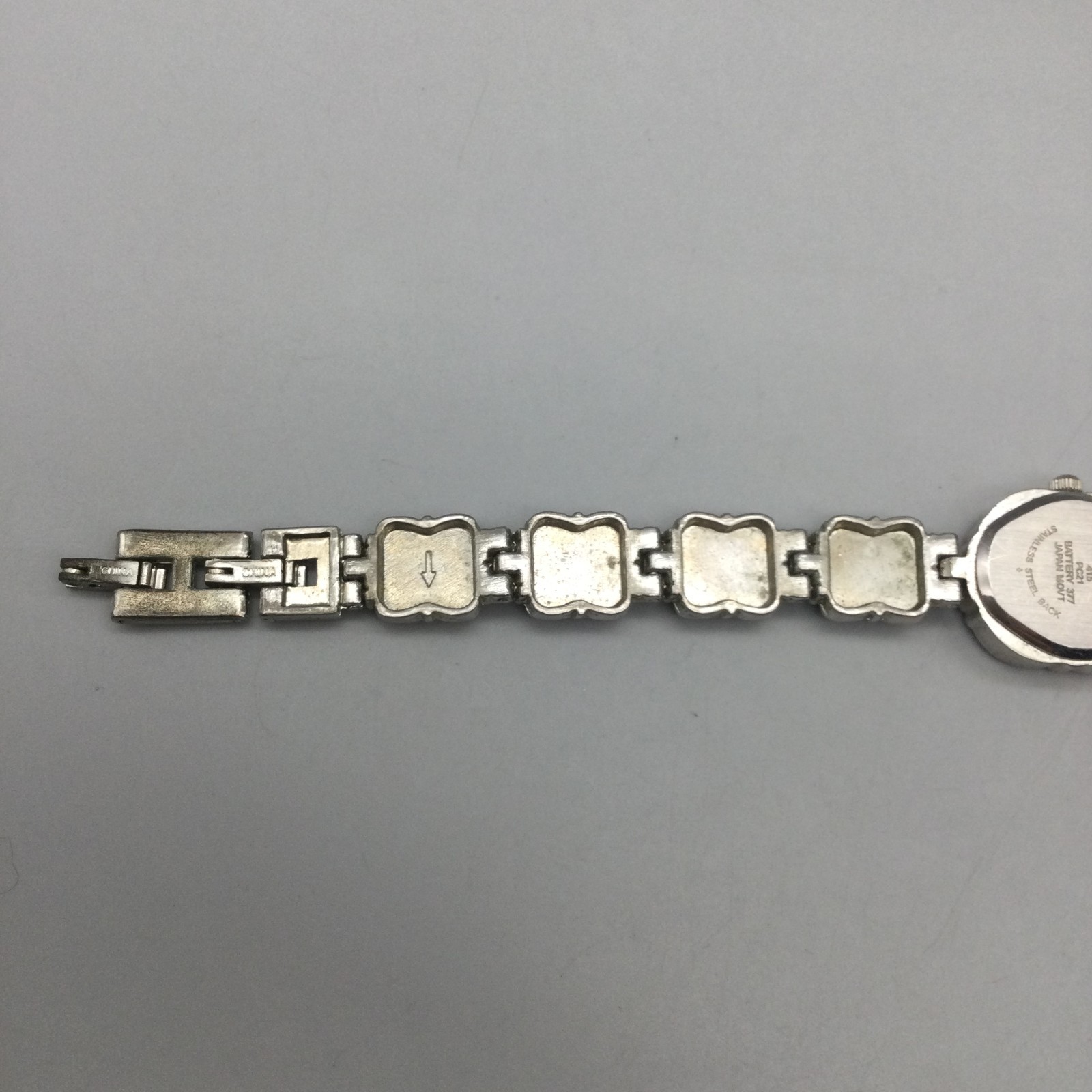 Mother of Pearl Watch Women 19mm Silver Tone Cabochon Band New Battery 7.5″
