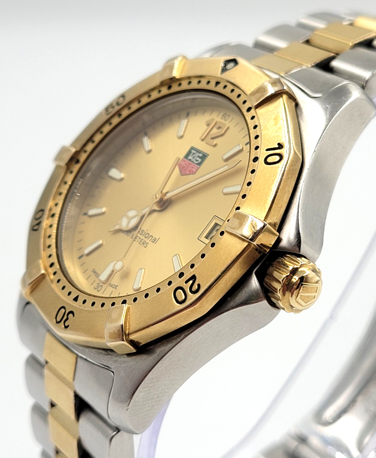Tag Heuer Men’s Watch WK1121-0 Swiss Quartz Gold Dial Two Tone Professional 200