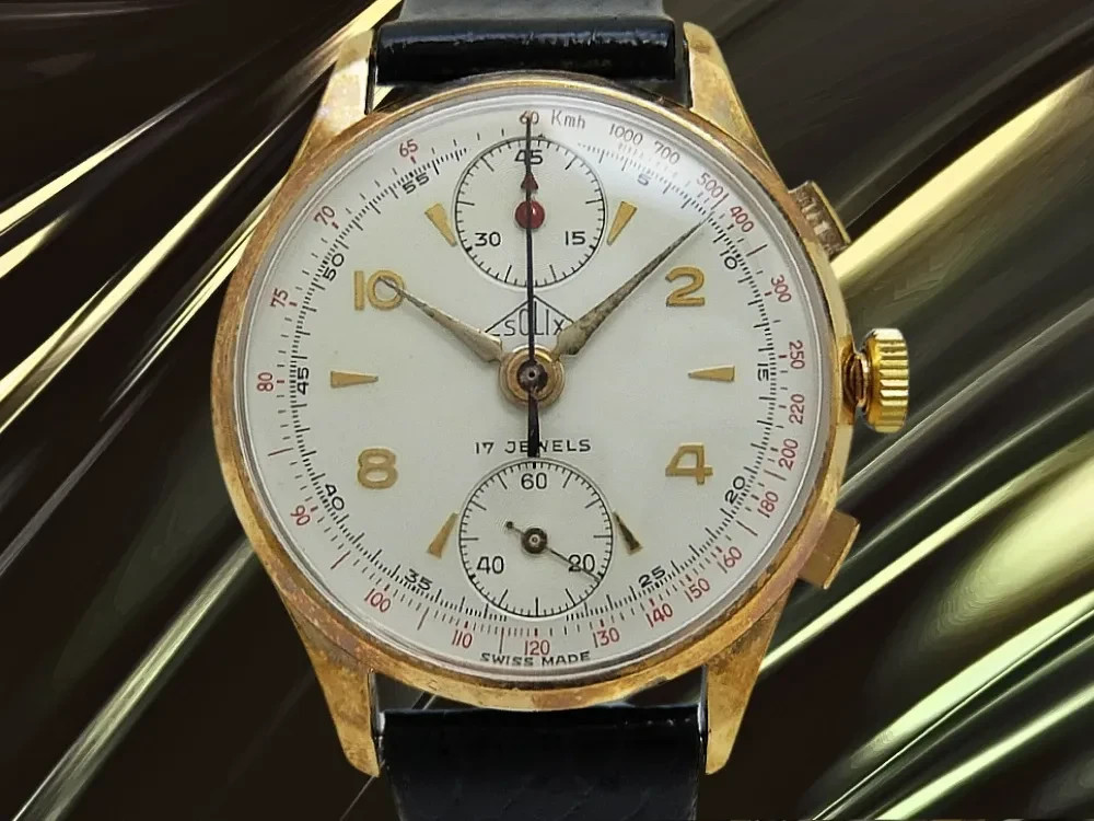 SOLIX Chronograph Venus 170 GP/SS Silver Dial Manual 17J 32.5mm Vintage Men’s