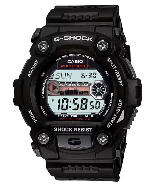 Casio GW7900-1, G-Shock Chronograph Watch, Solar Atomic, 5 Alarms, Tide Graph