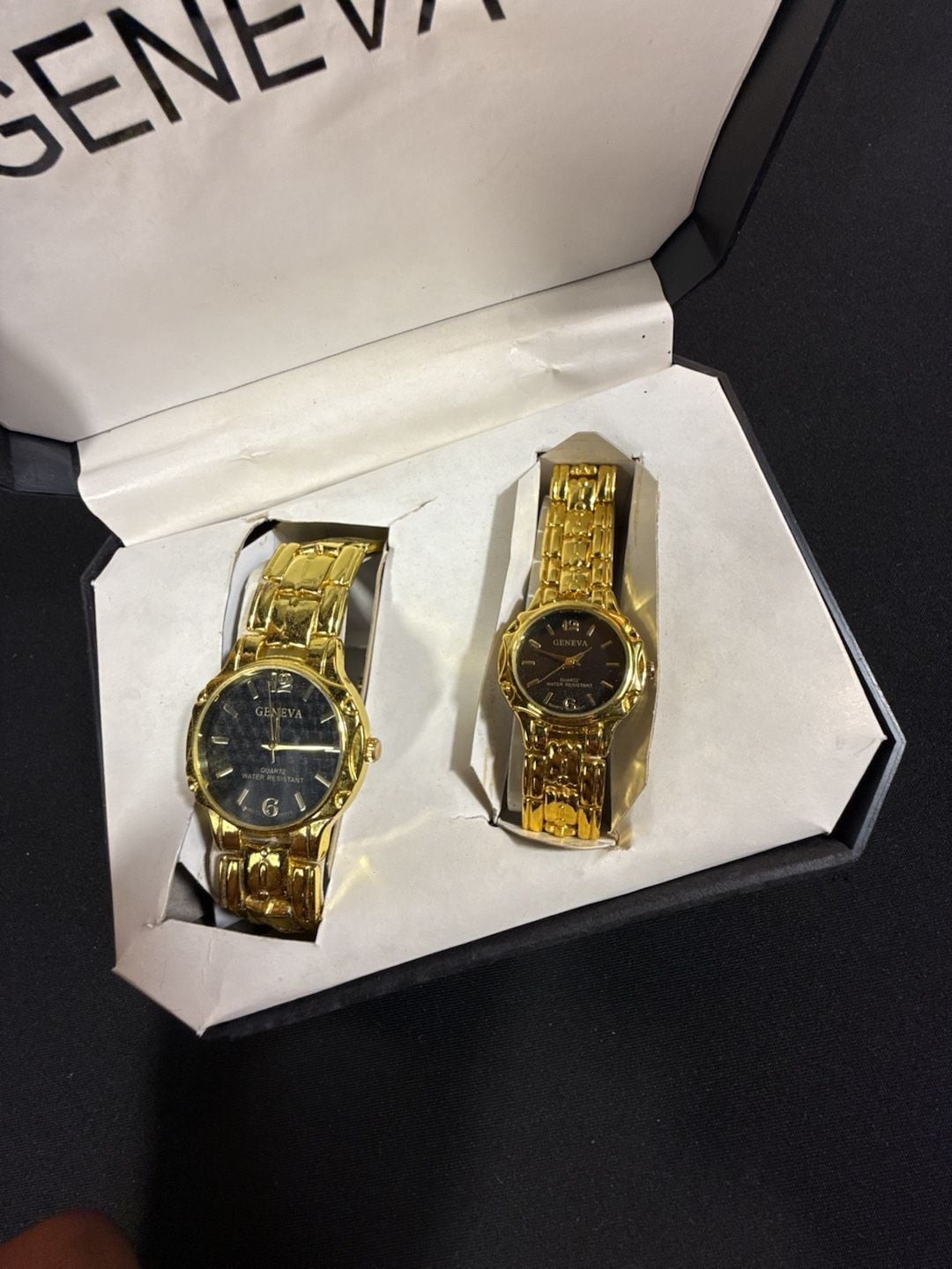Geneva His and Her Gold Tone Matching Quartz Watch Set