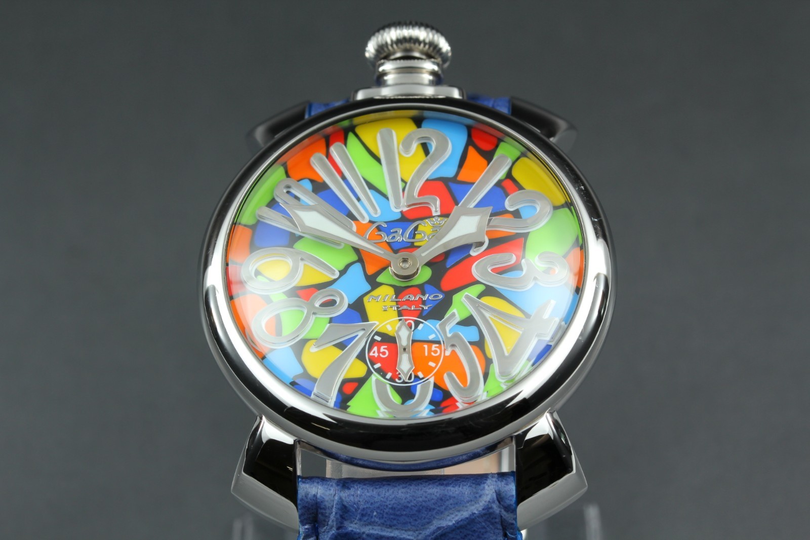 [NEAR MINT] GaGa MILANO Manuale 48 Blue Leather Hand Winding Men’s Watch JAPAN