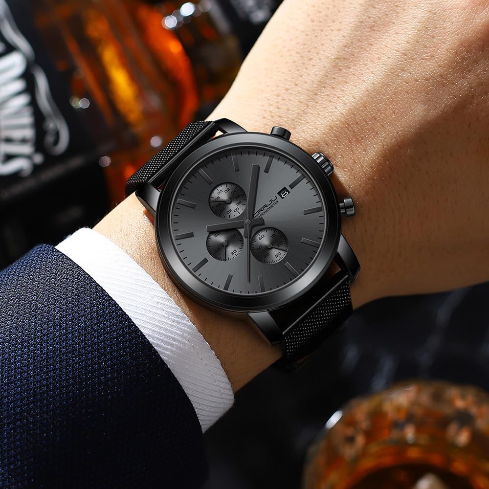 CRRJU Mens Stylish Casual Quartz Watches for Men Luxury Waterproof M-GREY