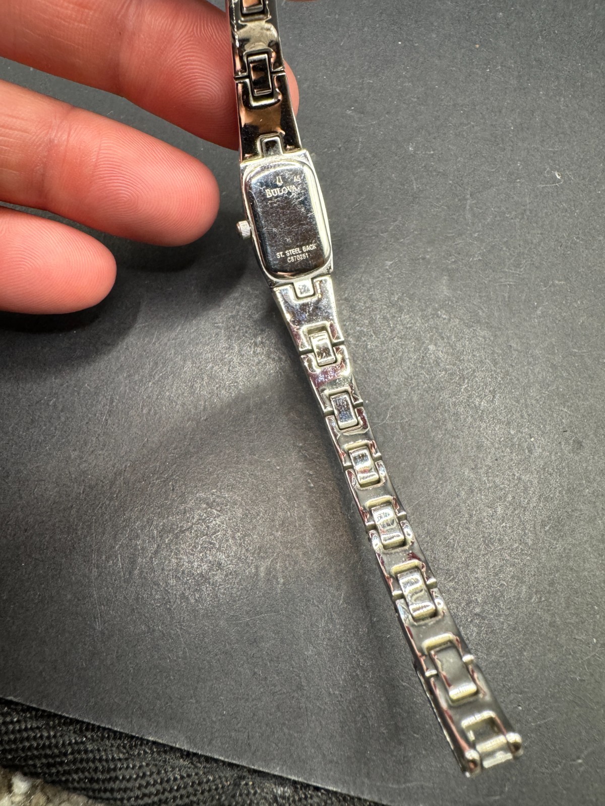 Bulova Quartz 96L98 Movement Ice Blue Dial Ladies Watch Silver Tone 13.2mm 6.5″