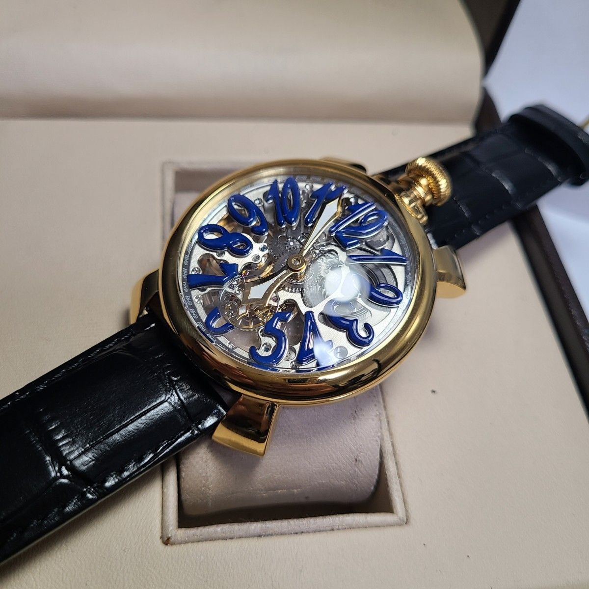 GaGa MILANO Manuale 48MM Skeleton Hand-Wind Watch