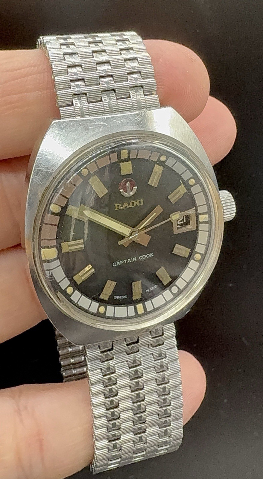 Vintage Rado Captain Cook Diver Automatic Steel 1960s Watch Rotating Bezel
