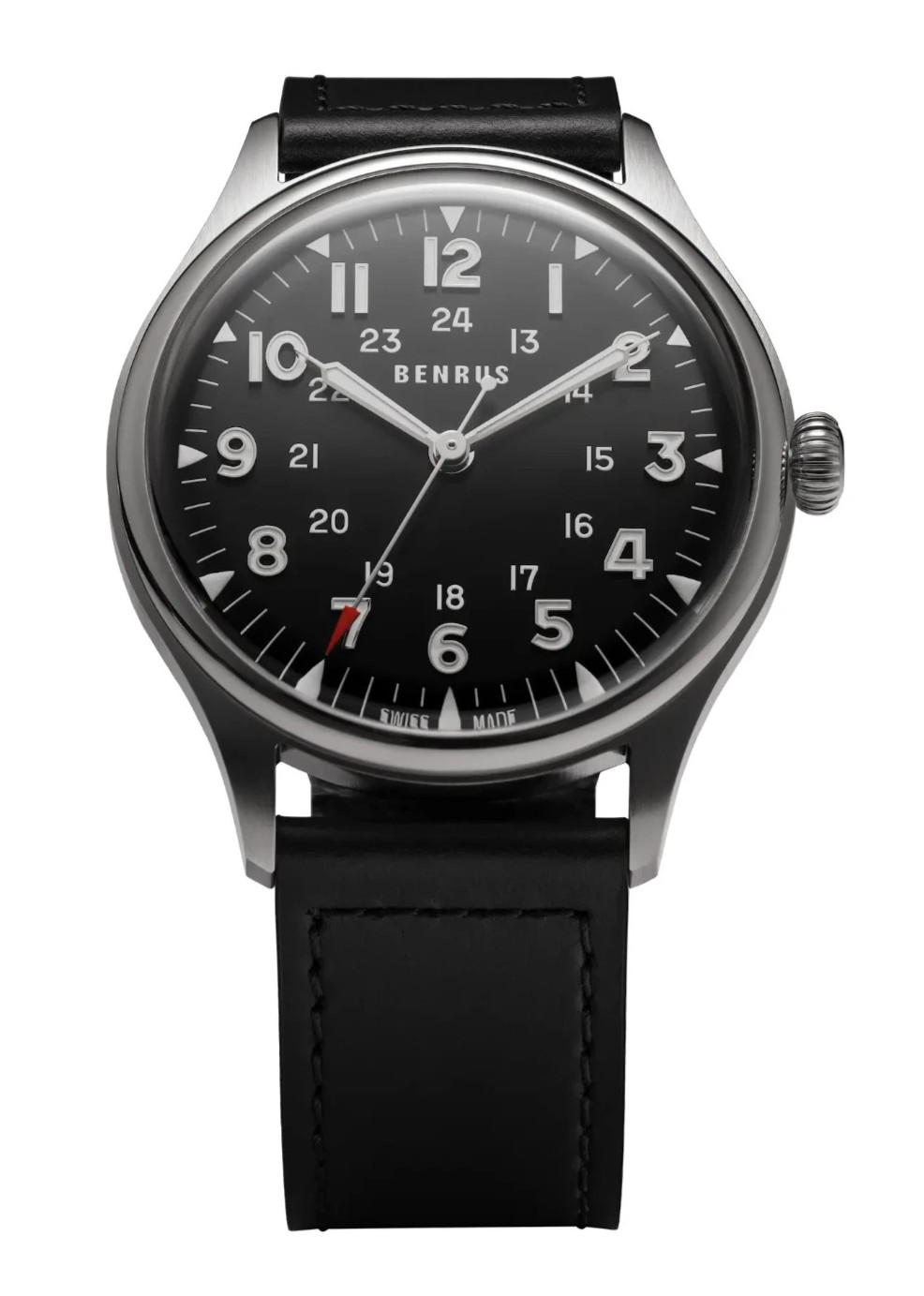 BENRUS 3061-SS-B-039-01 ETA 2892 Swiss Automatic Men’s Leather Watch