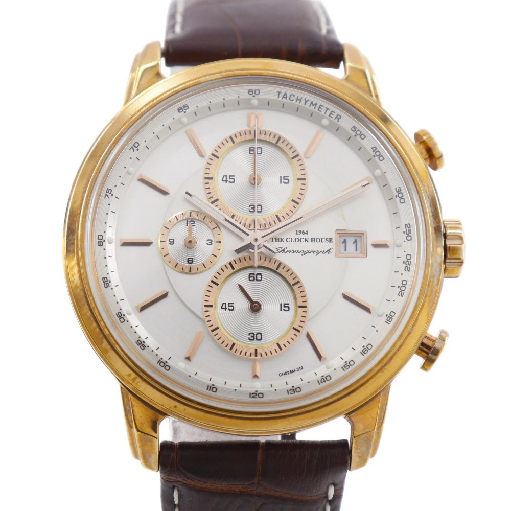 Chronograph CH028M Stainless Steel / Leather 40.5mm White Dial Quartz #NW020