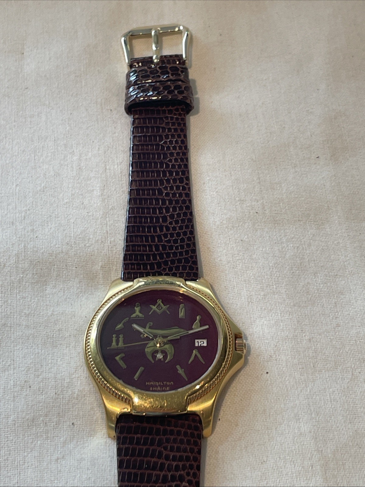 Vintage Hamilton 8458 Quartz Swiss Watch Masonic Shrine, New Battery & Strap