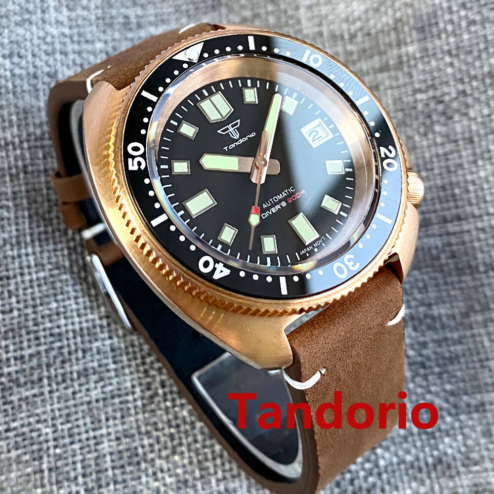44mm Tandorio Mother of pearl Solid Full Cusn8 Bronze NH35A 20ATM Men Watch Date