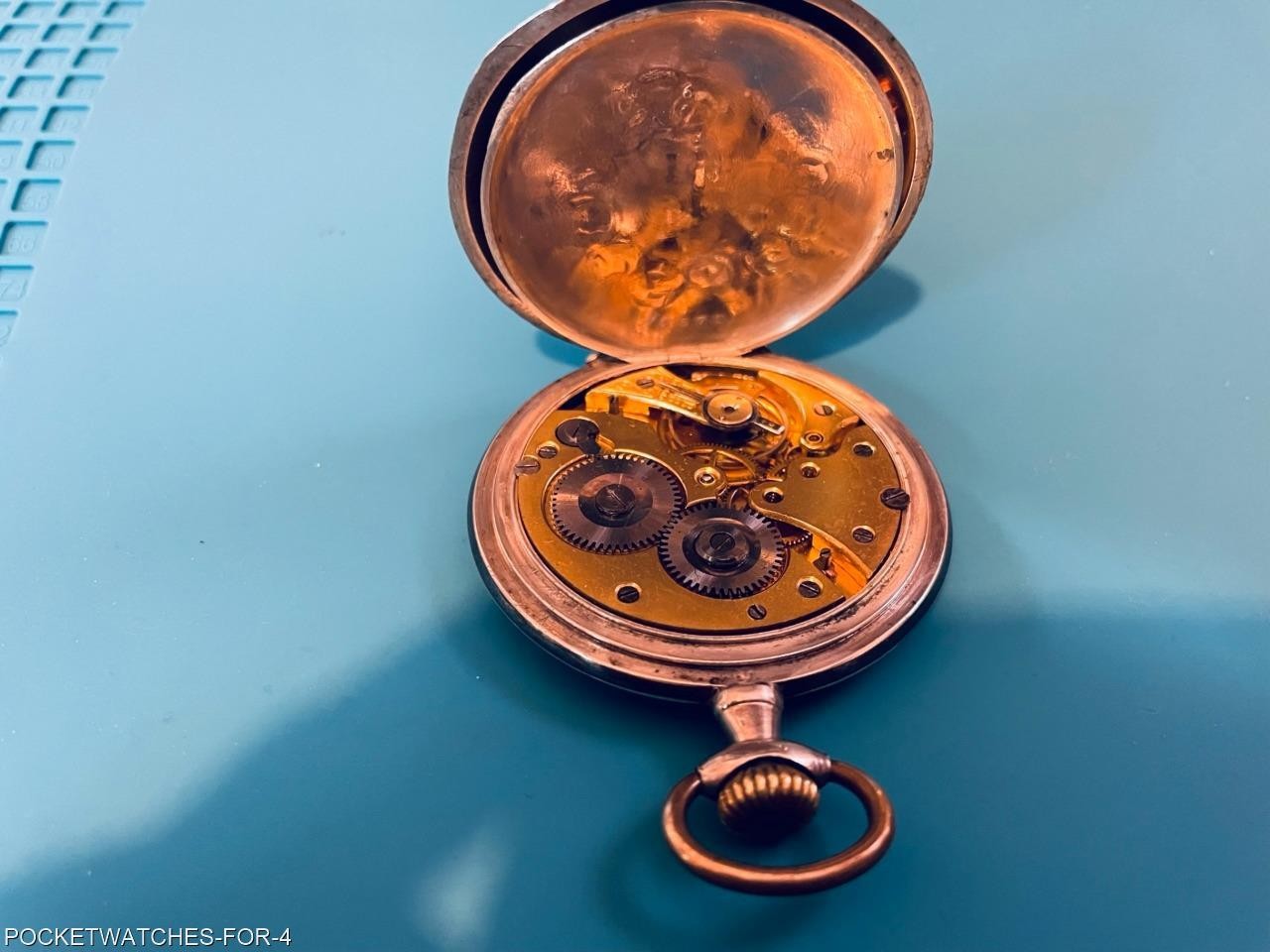 1910 POCKET WATCH 15 JEWELS SILVER NIELLO HUNTER CASE ART NOUVEAU SERVICED