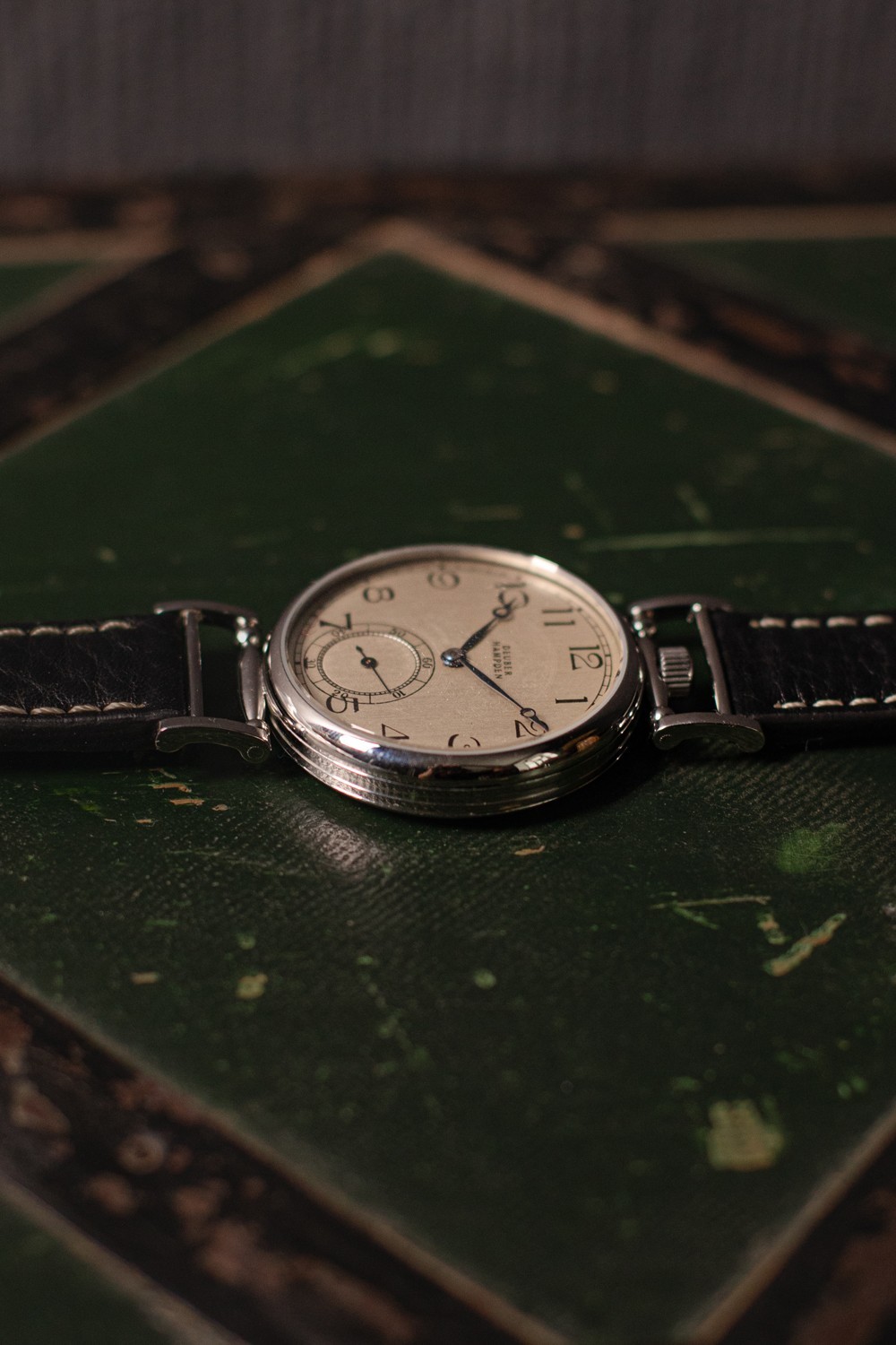 MENS WRIST WATCH USA VINTAGE HAMPDEN 12 SIZE MOVEMENT MARRIAGE WATCH CUSTOM MADE