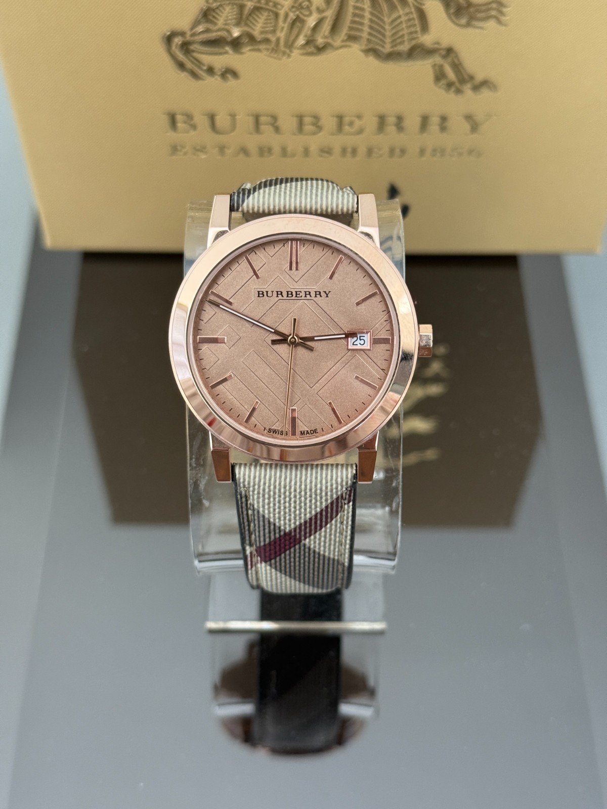 Brand New Burberry BU9040 The City Rose Gold Tone 38 mm Women’s