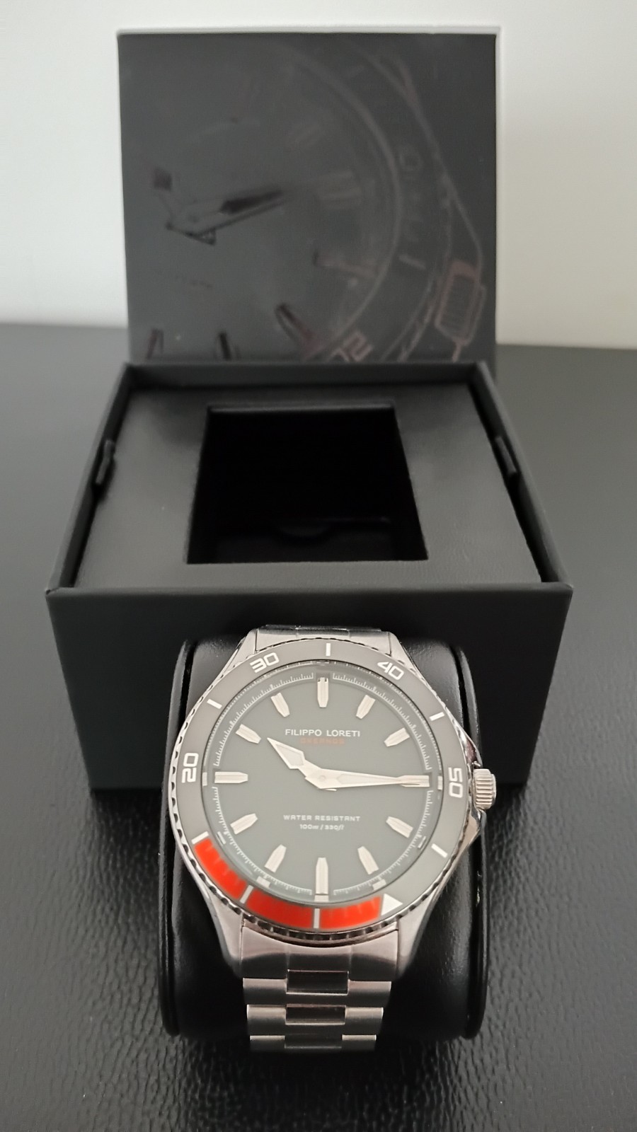 Filippo Loreti Okeanos 42mm Diver Quartz 100m Grey Dial Wristwatch Watch