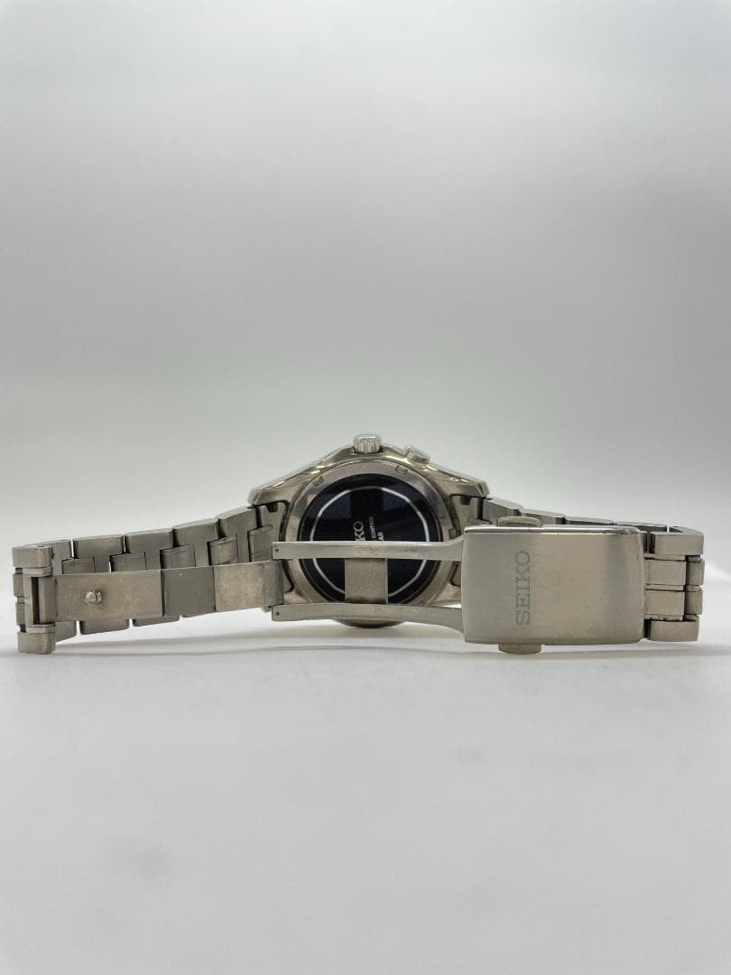 Seiko Brightz 8B43-0AA0 Radio Wave Control Solar White Dial Watch Used