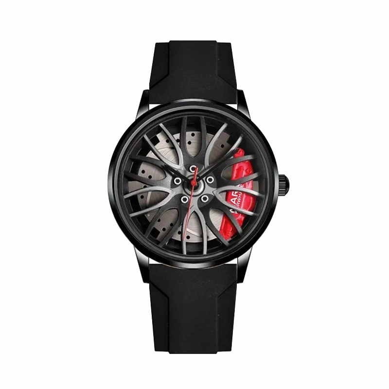 MARK FAIRWHALE 3D Wheel Rim Quartz Watch Mens Racing Brake Disc Caliper Silicone