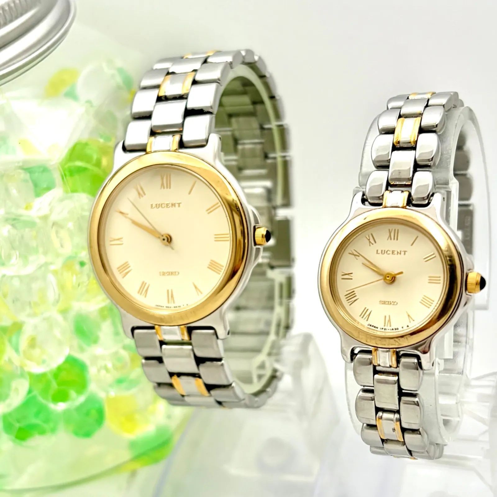 SEIKO LUCENT Pair Watch 5E21-6B70 1F21-0G80 M32mm 16cm W22mm 13.5cm New Battery