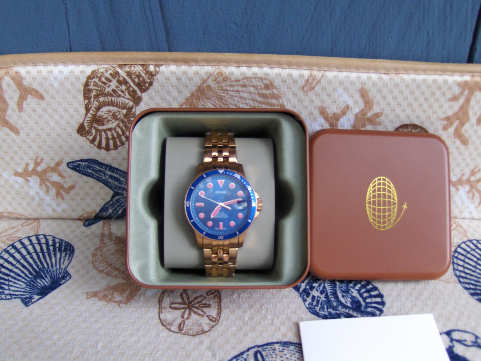 FOSSIL WOMENS ES 4767 FB-01 ROSE GOLD TONE 3 HAND DATE WINDOW PINK DIAL MARKERS
