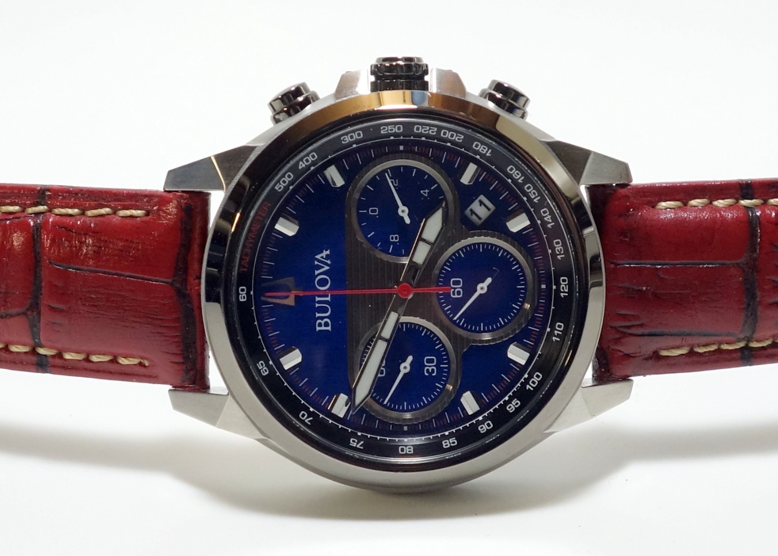 Bulova Men’s Marine Star Chronograph Blue Dial 45mm SS Calendar Wristwatch