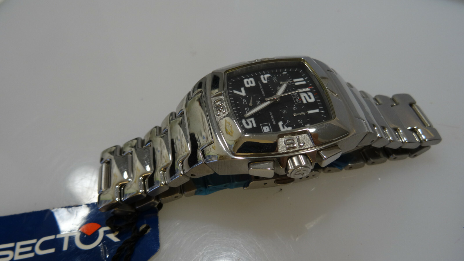 SECTOR 230 CHRONOGRAPH MINERAL GLASS MIRROR FINISH 100MT Quartz – NEW-