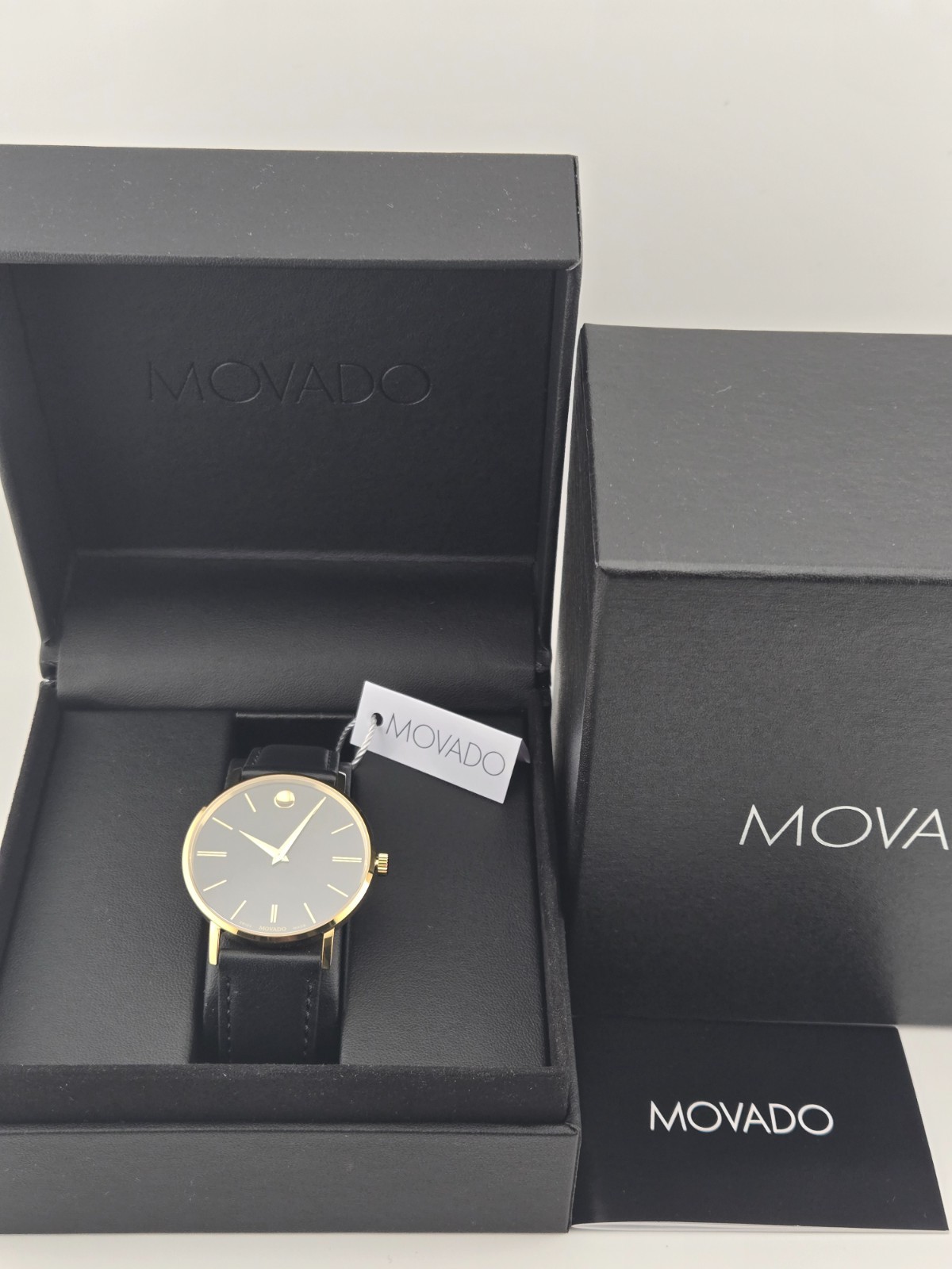 Movado Signature Men’s Black Dial Leather Band Watch – 0607988 ($695 MSRP)