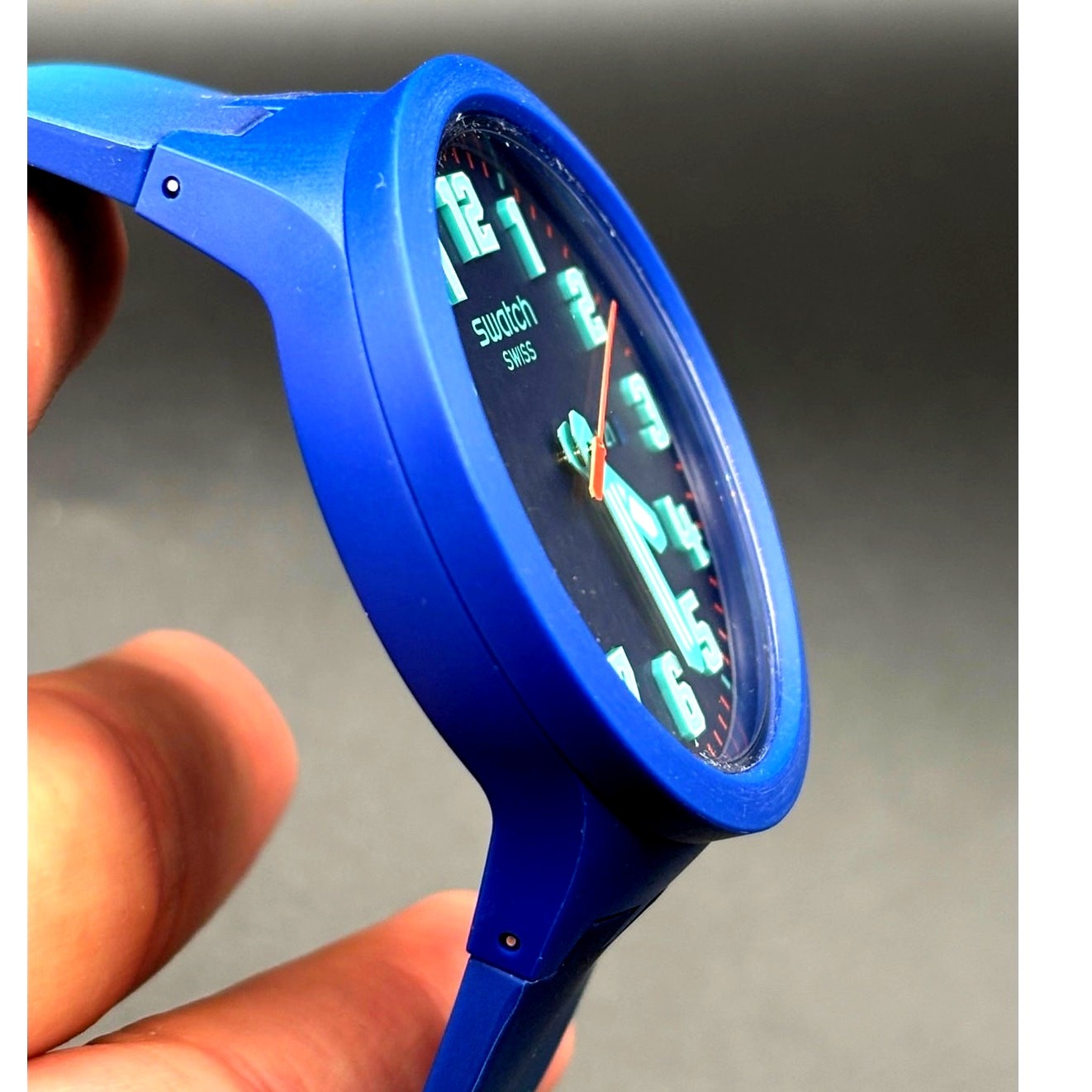 Swatch Big Bold Essentially SB01N700 Swiss Made Blue Gradient Day Date Watch NIB