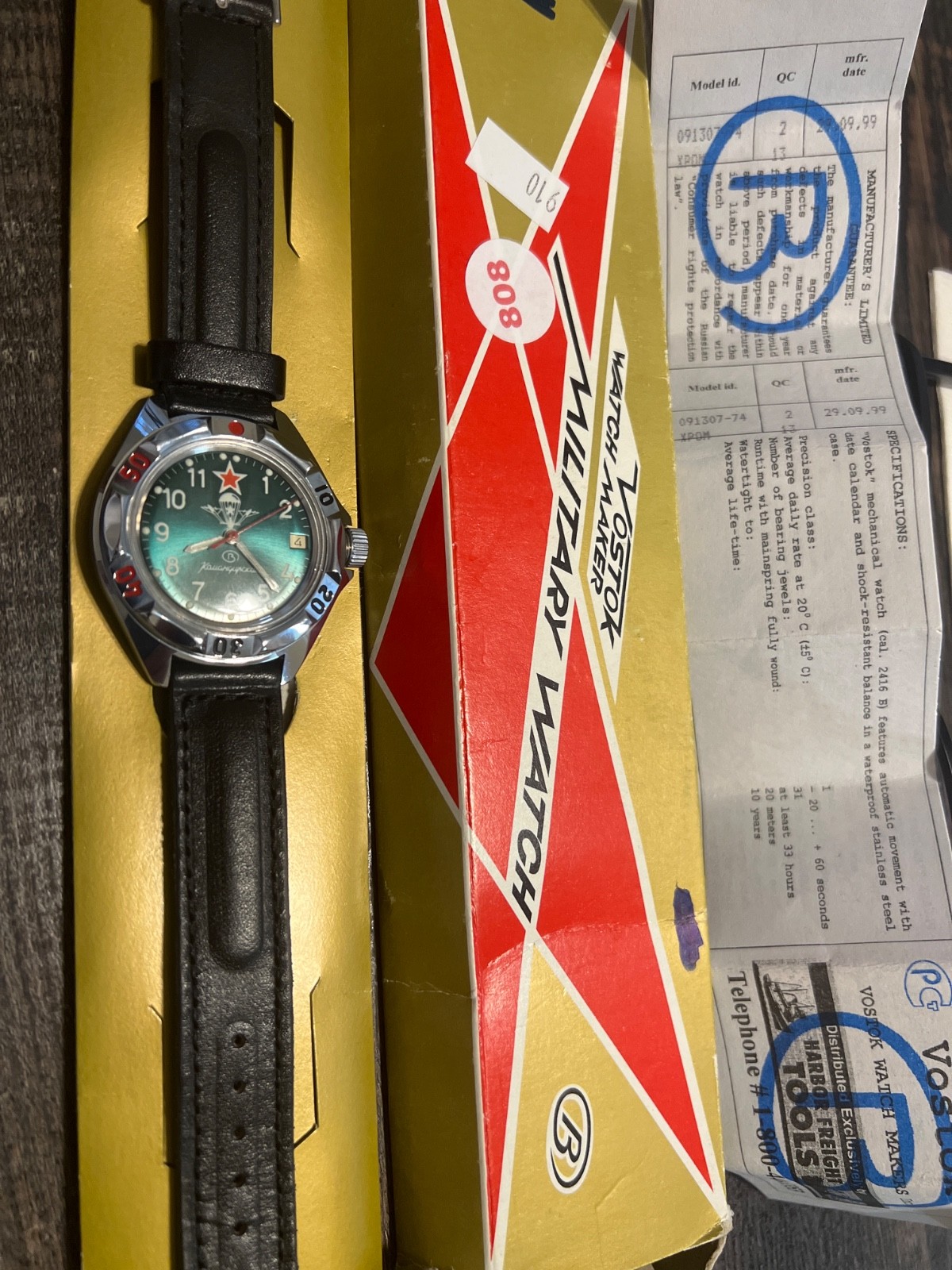 Vostok Russian Army Paratrooper Watch Green Dial Silver Case