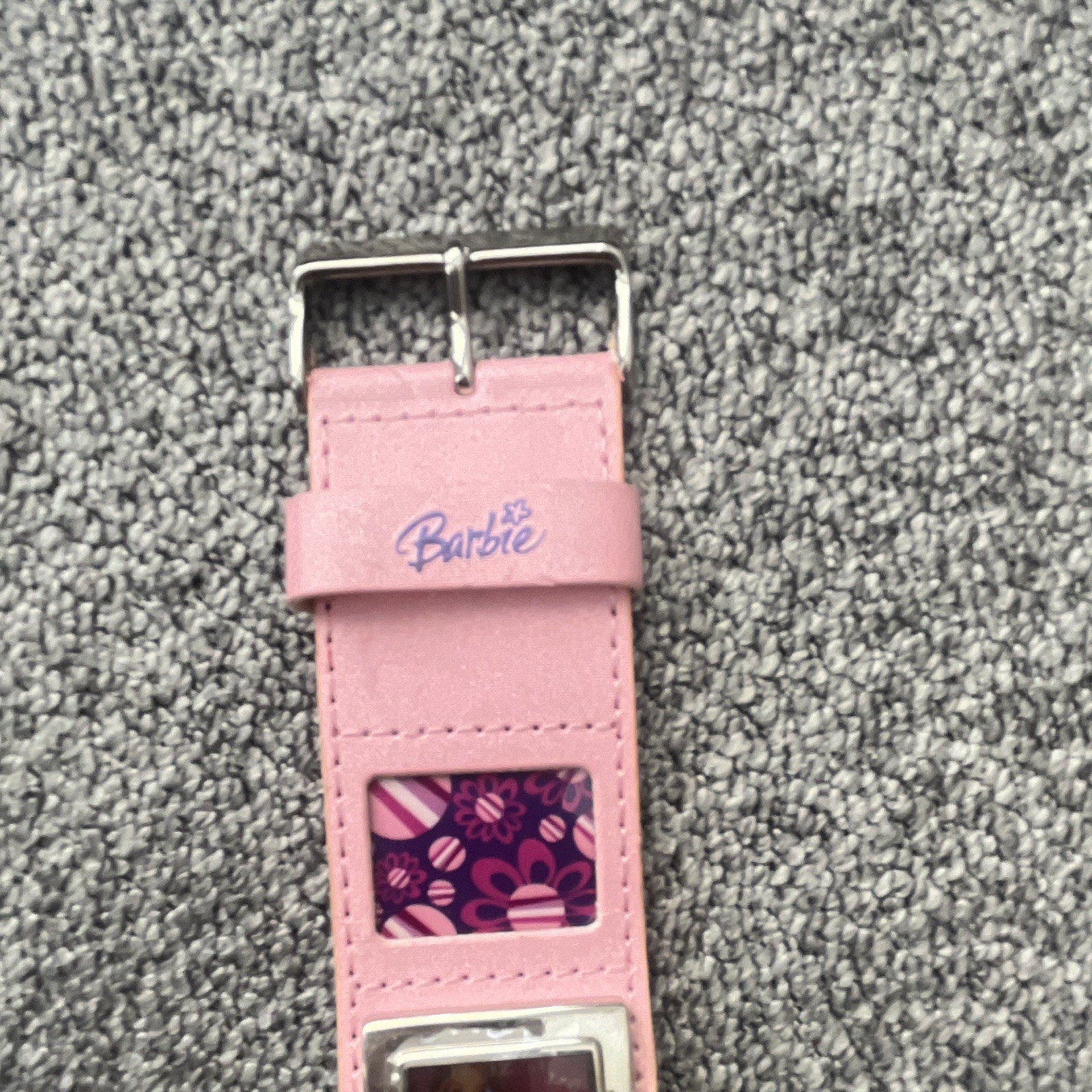 Barbie Girls Quartz Wristwatch Square Case Pink Dial Pink Leather Strap