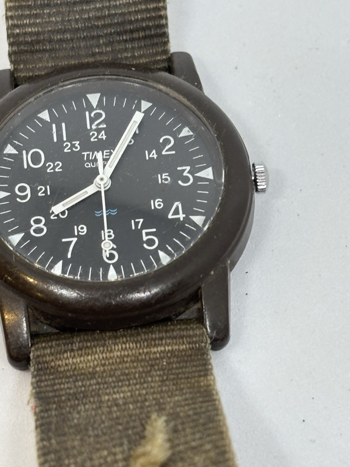 Timex Quartz Camper Field Watch with Nylon Strap, Works, but Replacement Crown