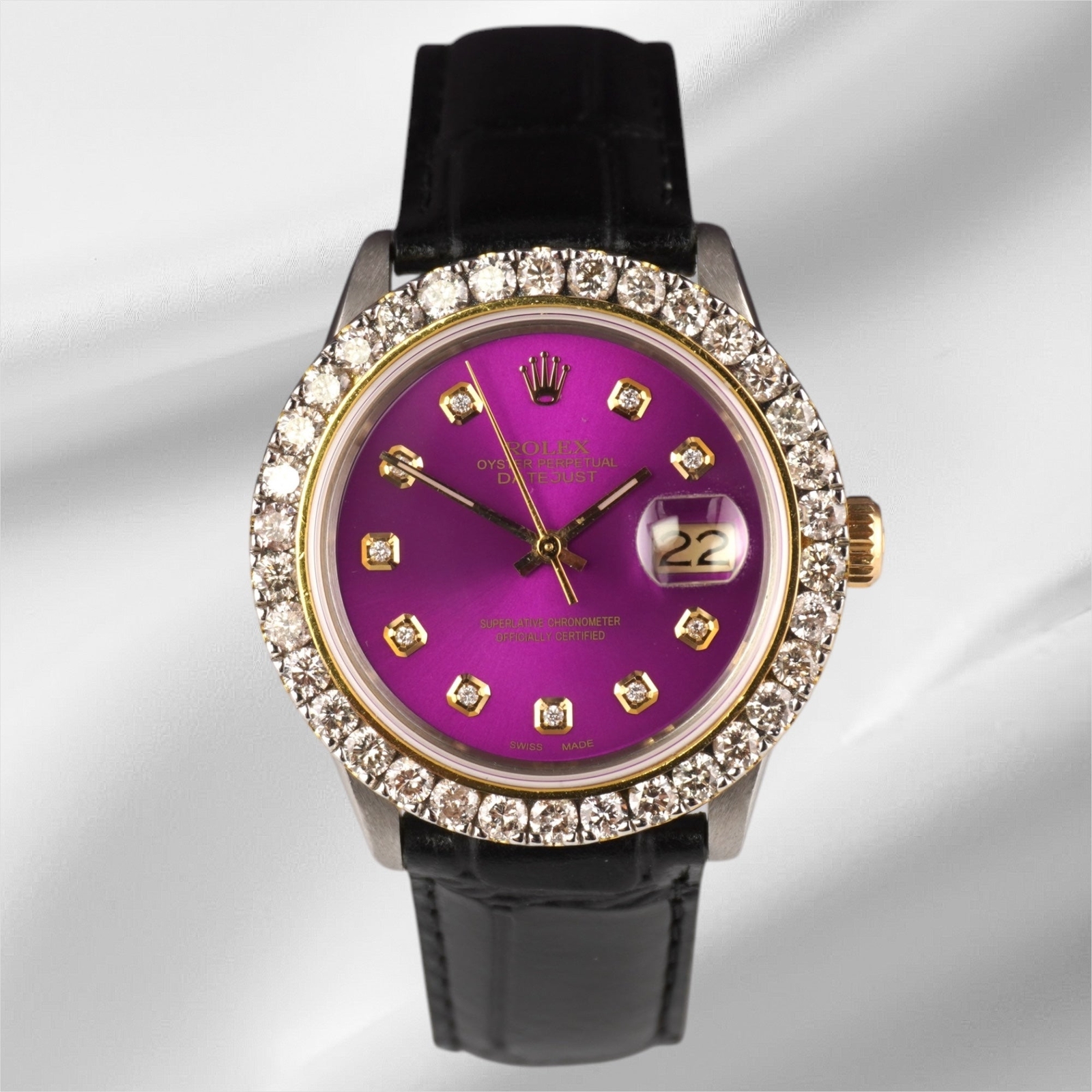 Rolex Datejust 36mm 2-Tone 2.25ct Purple Diamond Dial Men’s Watch