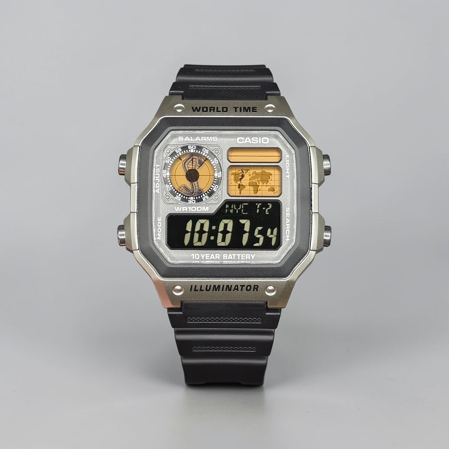 CASIO AE-1200WHD. Royale Watch Mod. Negative Display. Shelby Cobra Gold