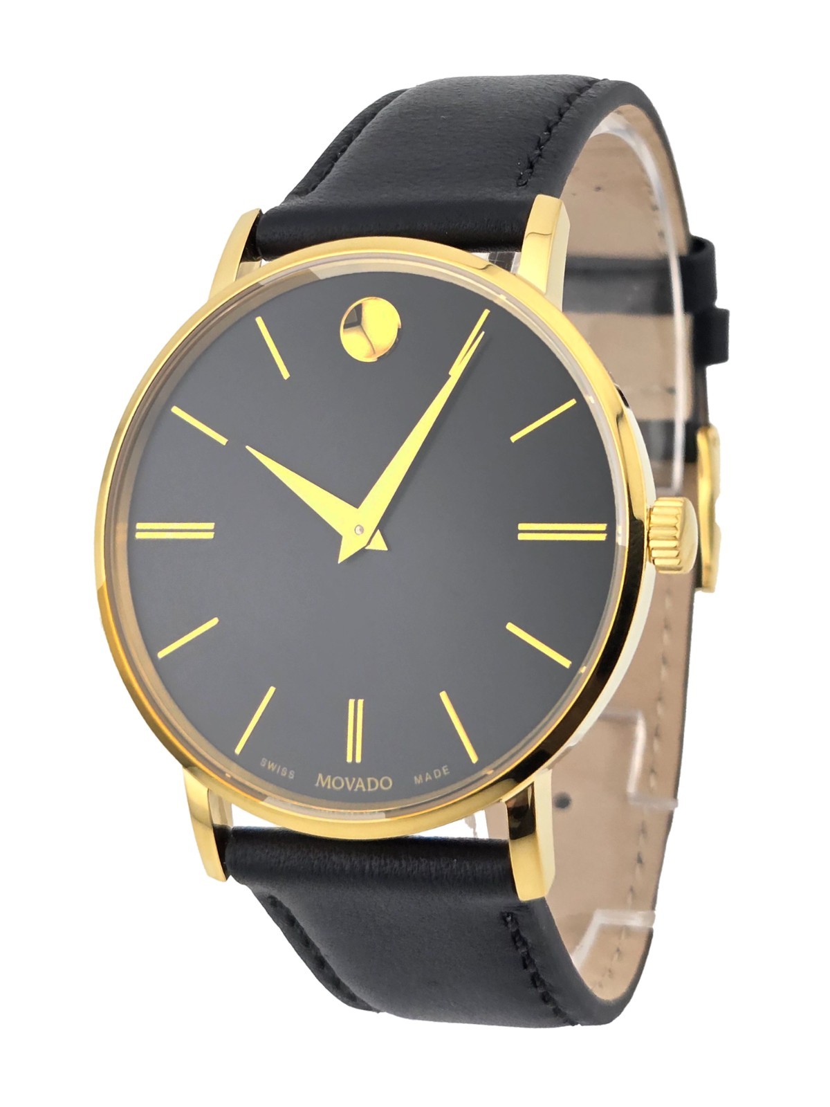 Movado Signature Men’s Black Dial Leather Band Watch – 0607988