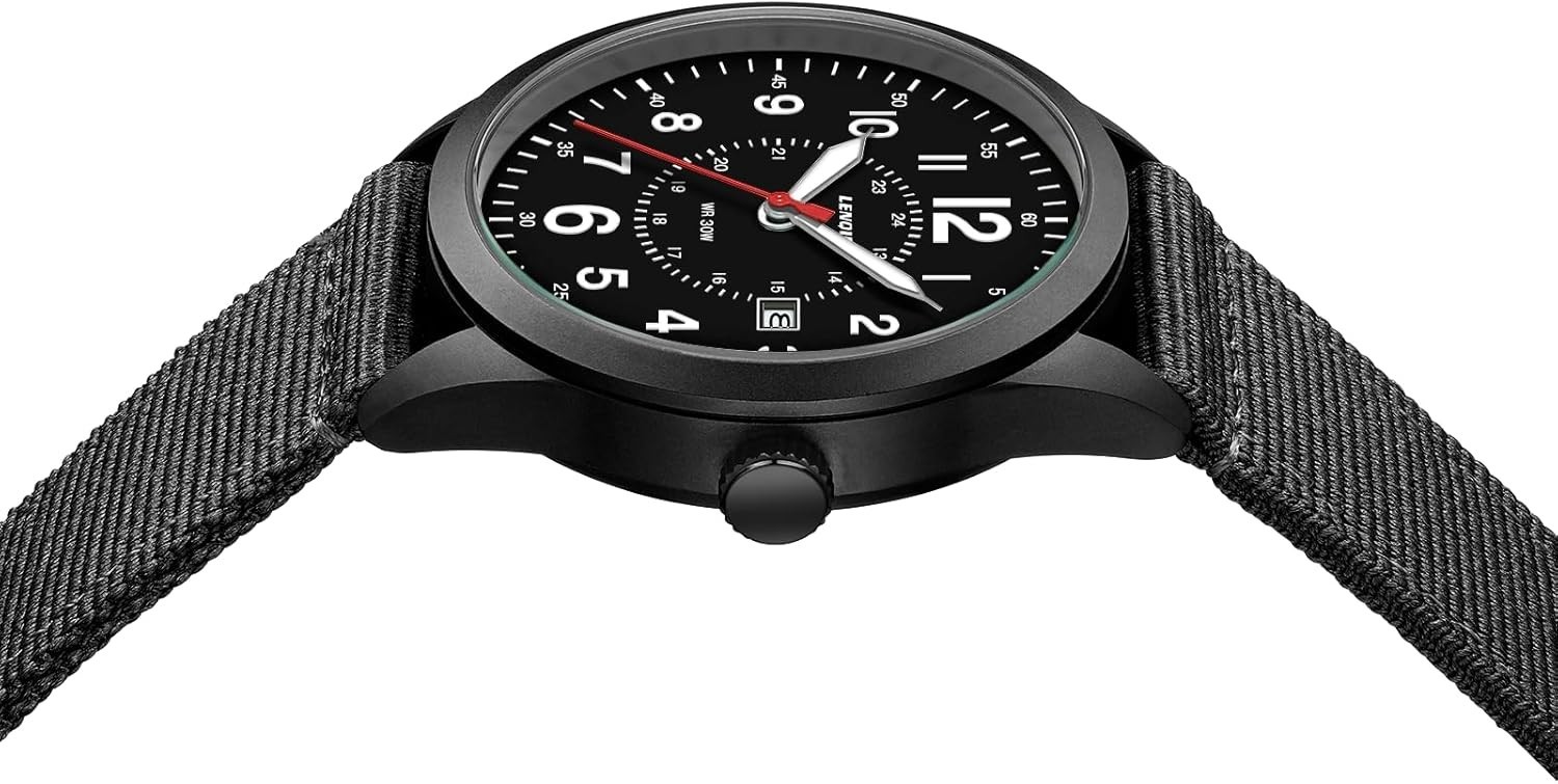 LN LENQIN Men’s Military Sport Watch Analog Quartz Waterproof Luminous Nylon Str
