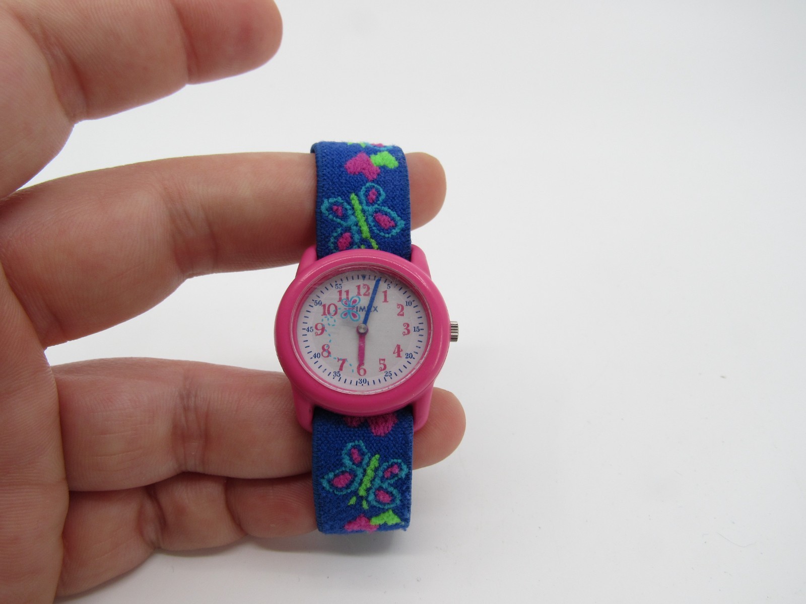 TIMEX Time Machines Butterflies and Hearts Blue Elastic Kids Watch New Battery