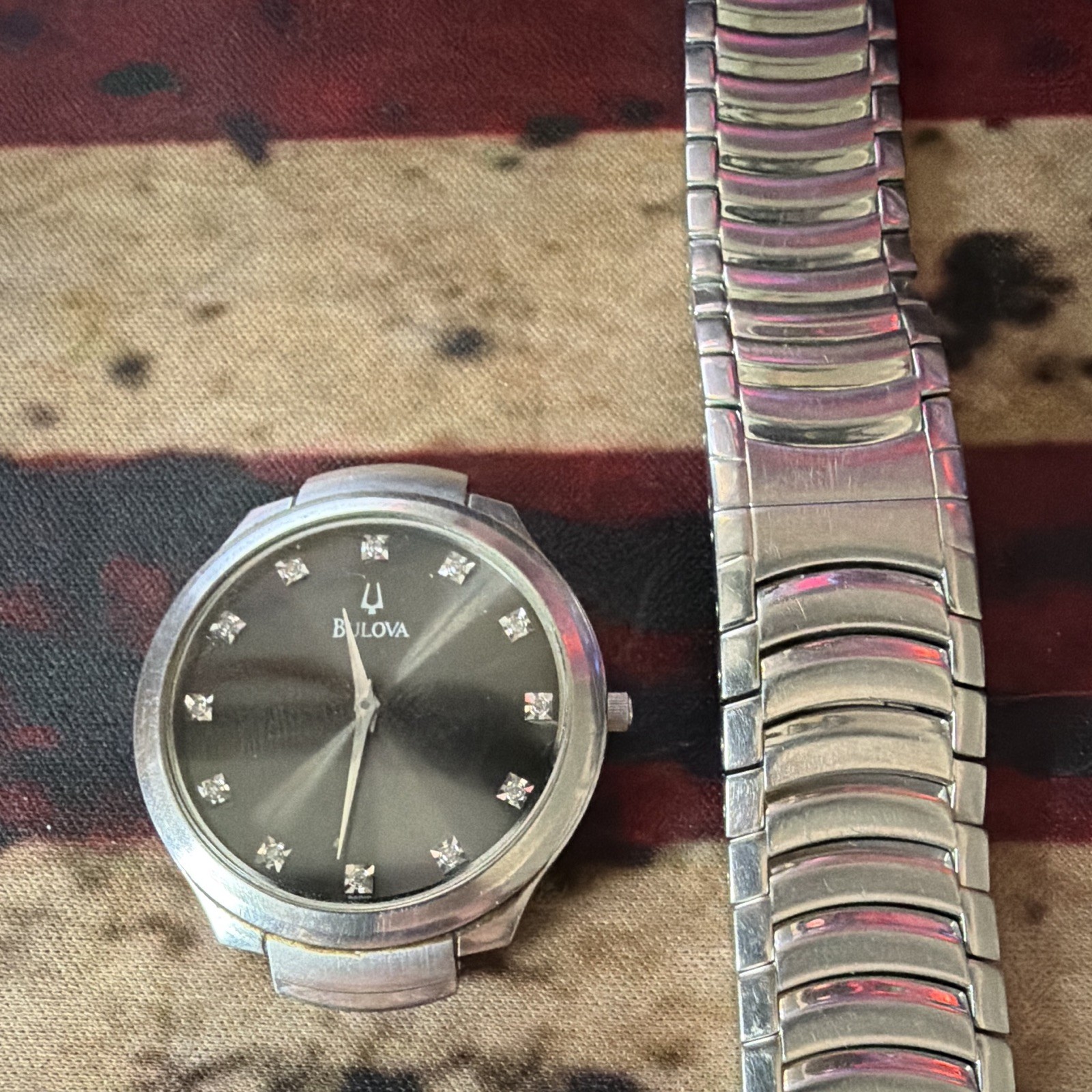 Bulova Women’s Quartz Dress Watch Gray Dial Diamond Markers Silver Steel