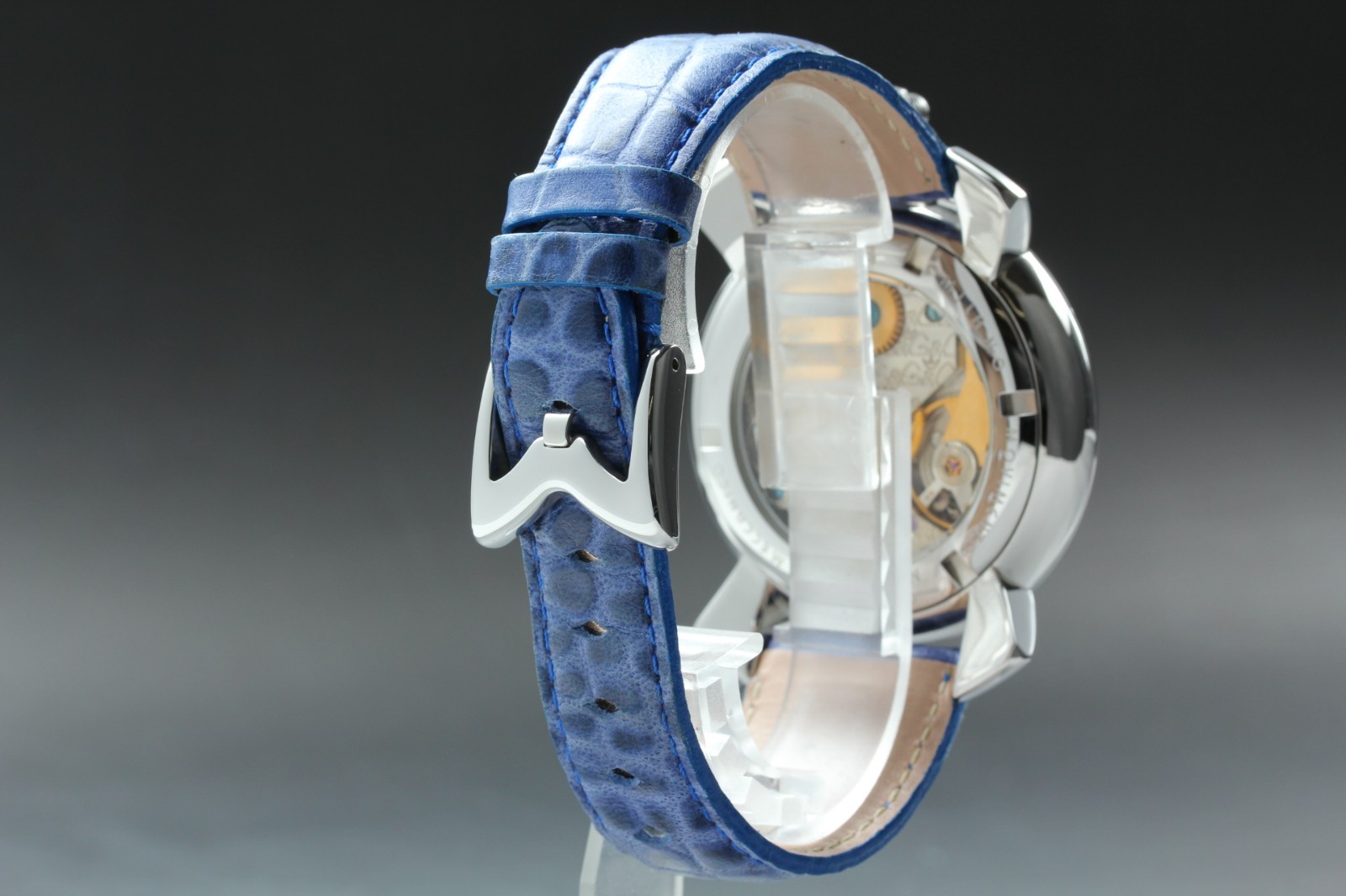 [NEAR MINT] GaGa MILANO Manuale 48 Blue Leather Hand Winding Men’s Watch JAPAN