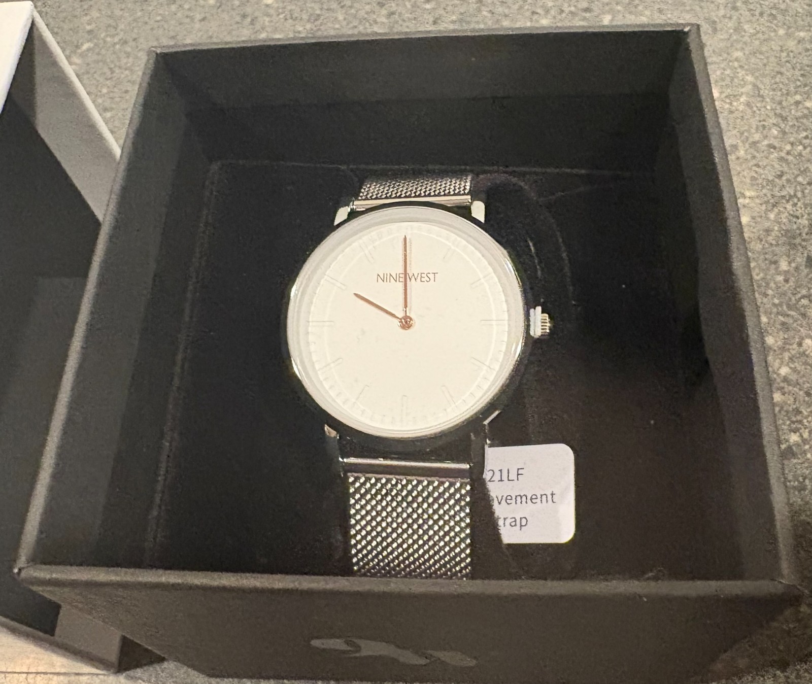 NINE WEST LIANA WOMENS WATCH Brand New w/ Tags in Box Stainless Band white Face